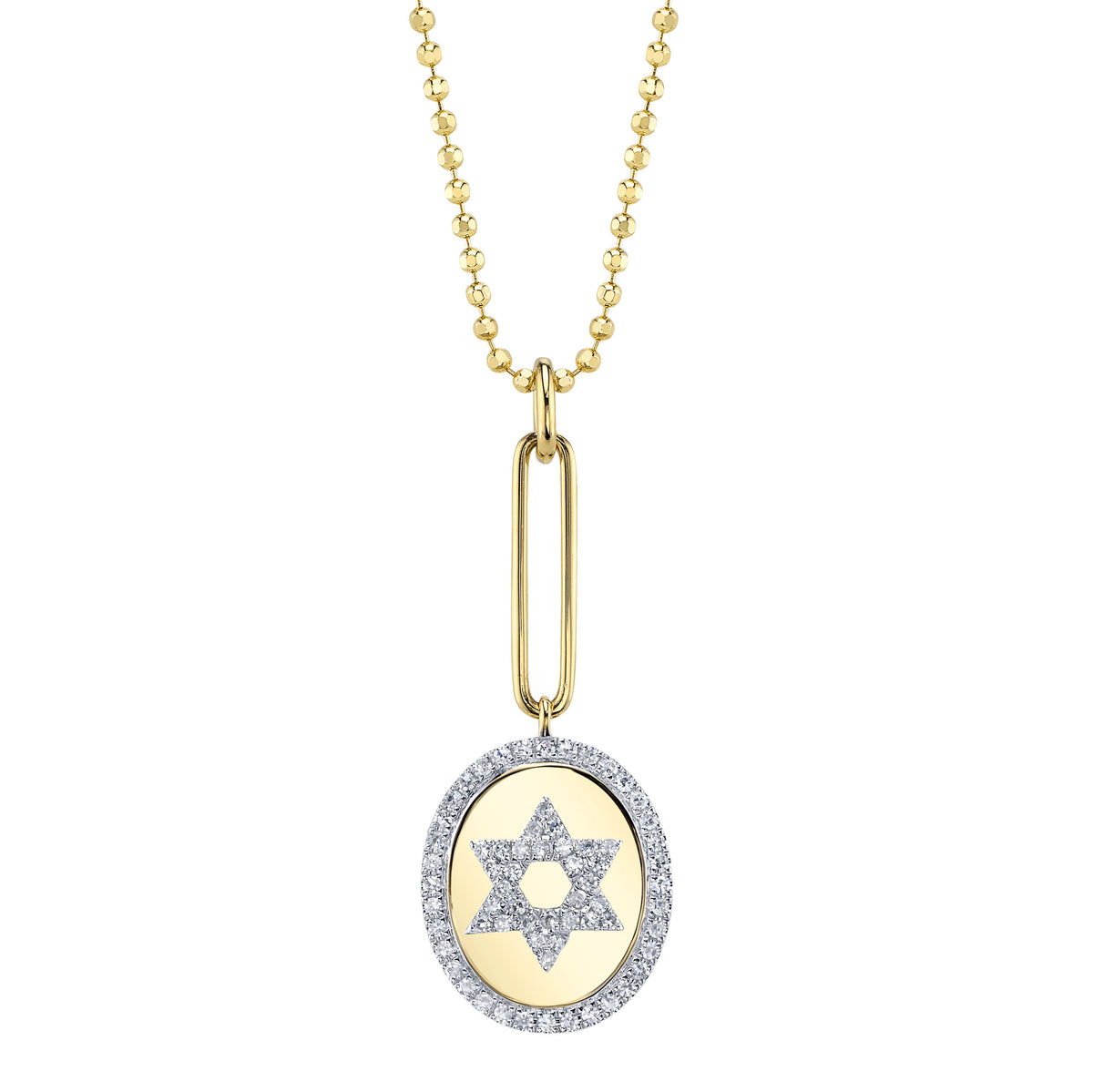 Diamond Star of David Disc Ball on Chain