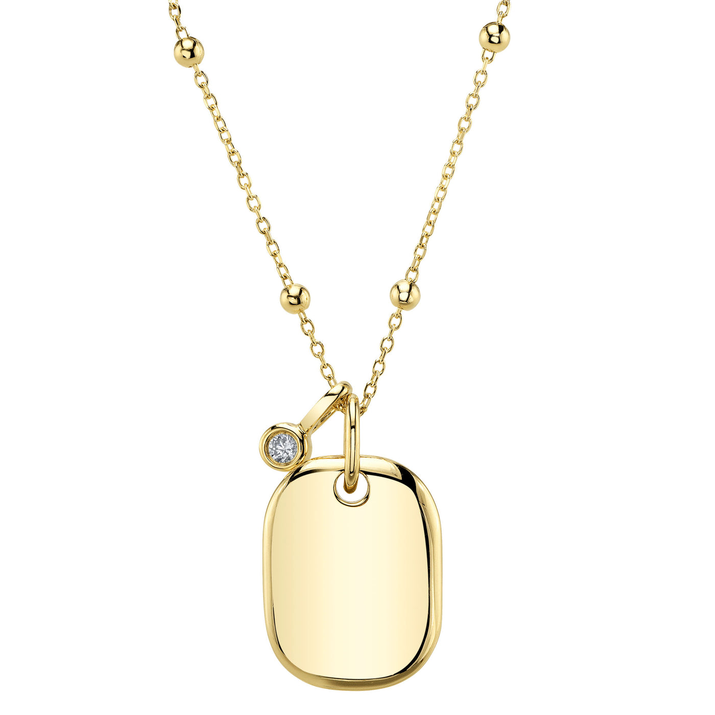 Bezel Set Diamond Dog Tag Pendant | .03tw