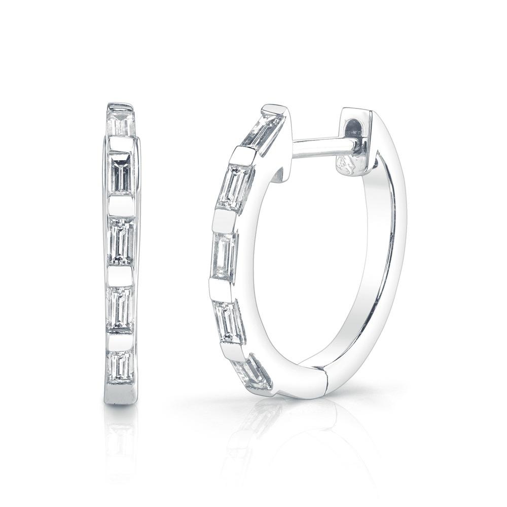 Single Baguette Diamond Hoop Earring