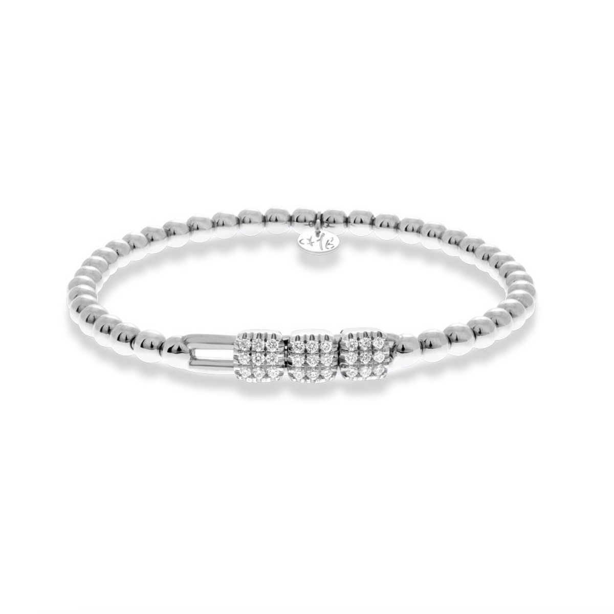 Three Diamond Squares Stretch Bracelet | .35tw