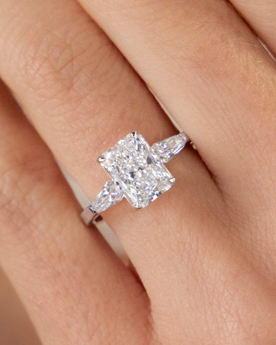 Radiant Cut & Kite Shape Side Stones Diamond Ring
