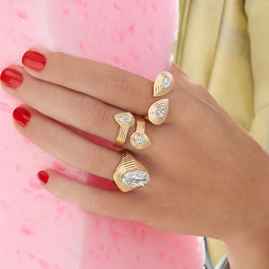 Pear Shape Diamond Layered Pear Double Ring