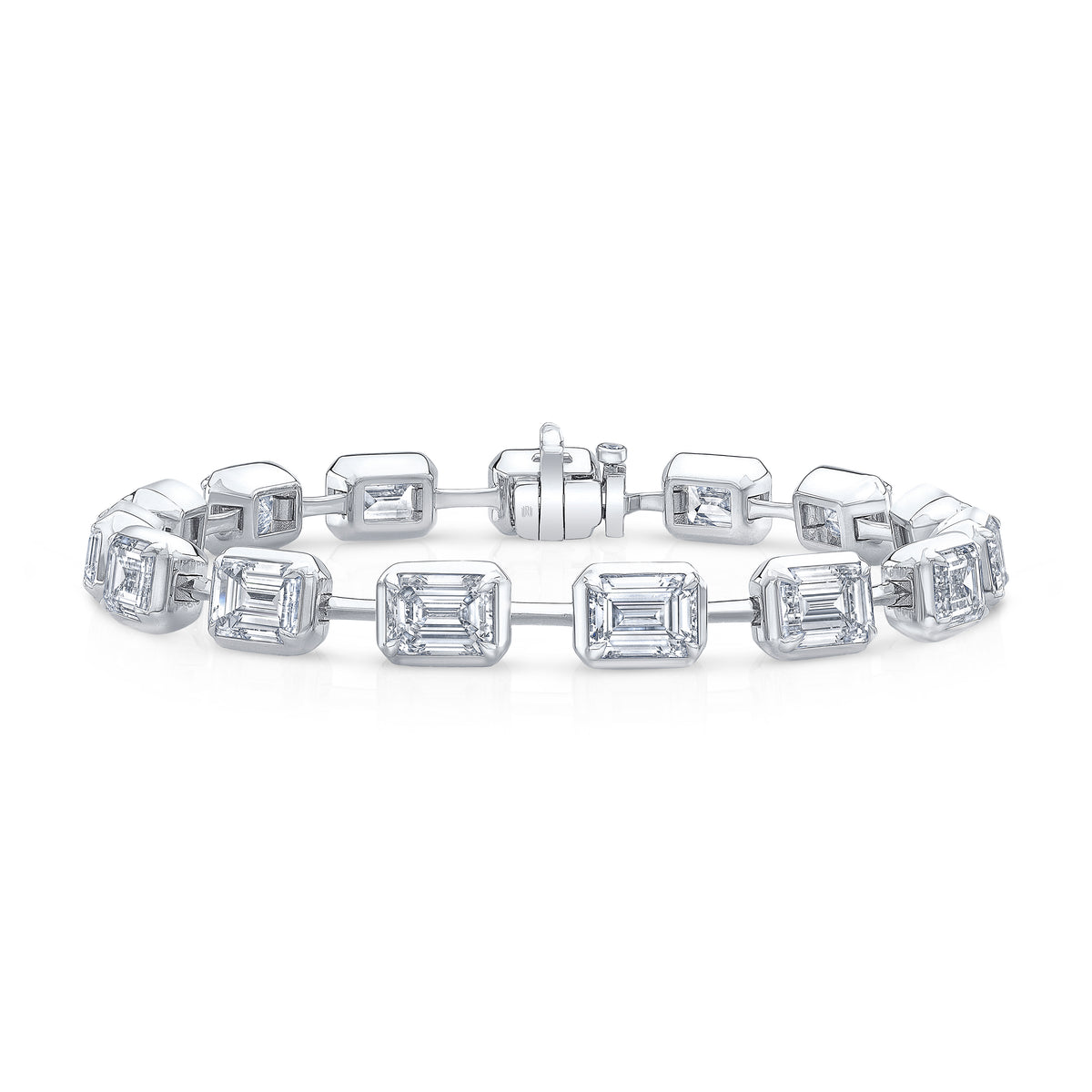 Emerald Cut Diamond Tennis Bar Bracelet | 18.10tw