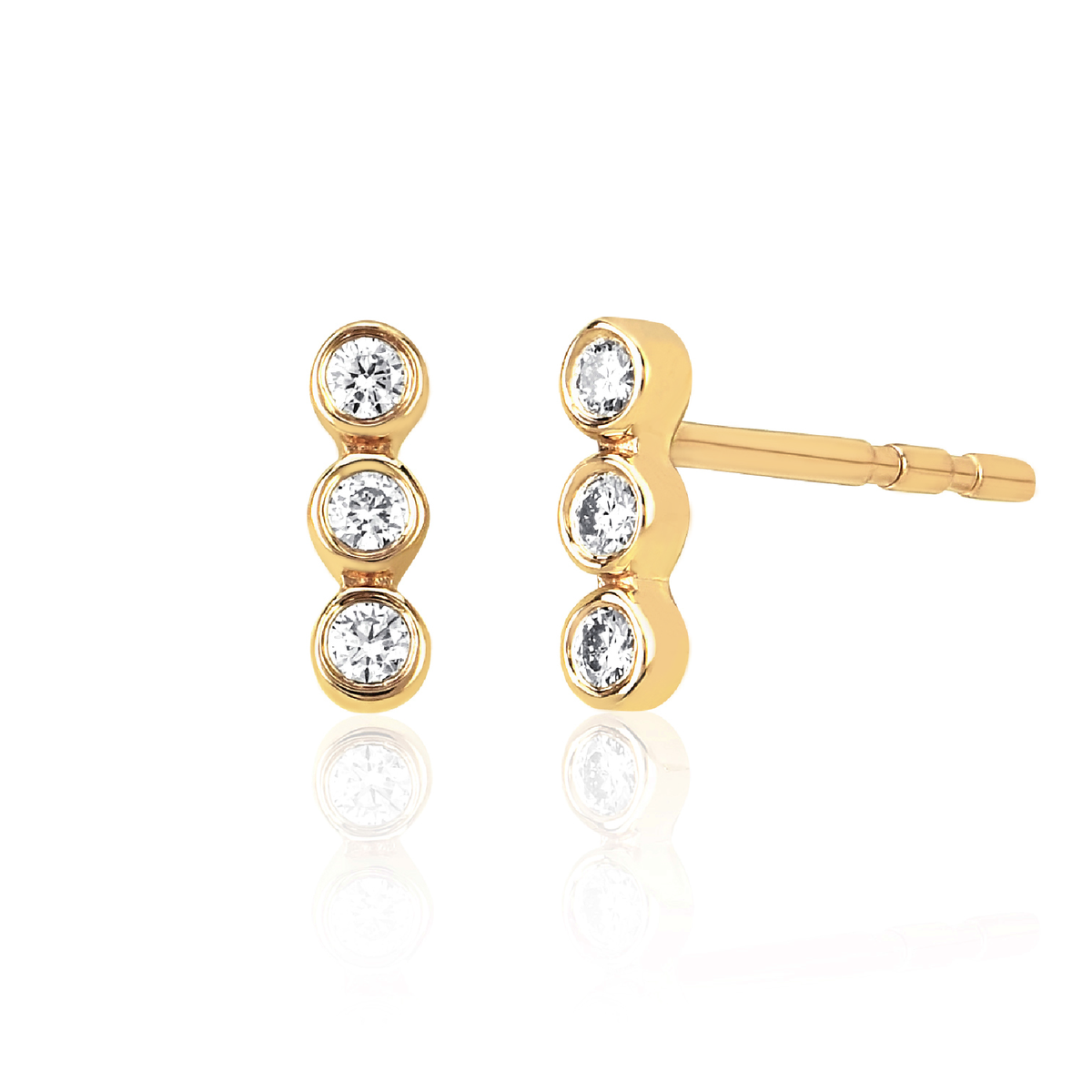 Triple Bezel Set Diamond Stud Earrings | .09tw