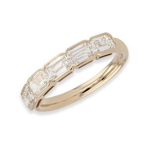 Half Bezel Set 5 Stone Emerald Cut Diamond Ring | 1.50TW