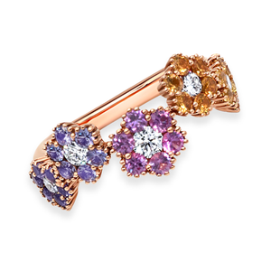 Mix Color Sapphire & Diamond Flower Ring