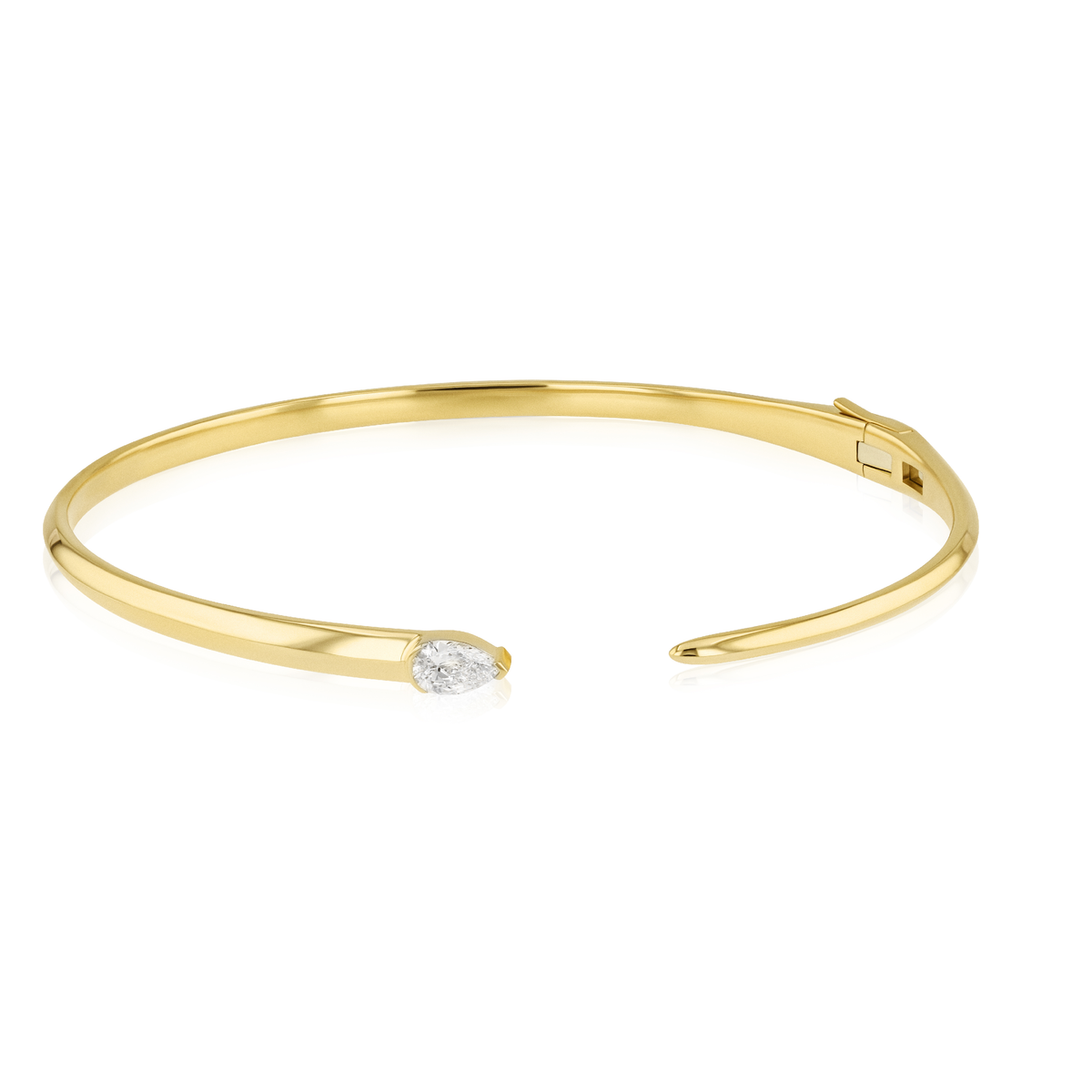 Pear Shape Diamond Thin Cuff Bangle | .30ct