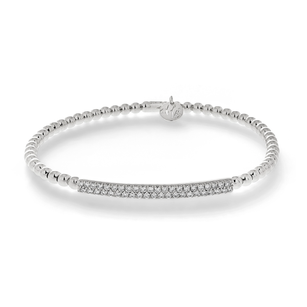 Diamond Bar Bead Stretch Bracelet | .41tw