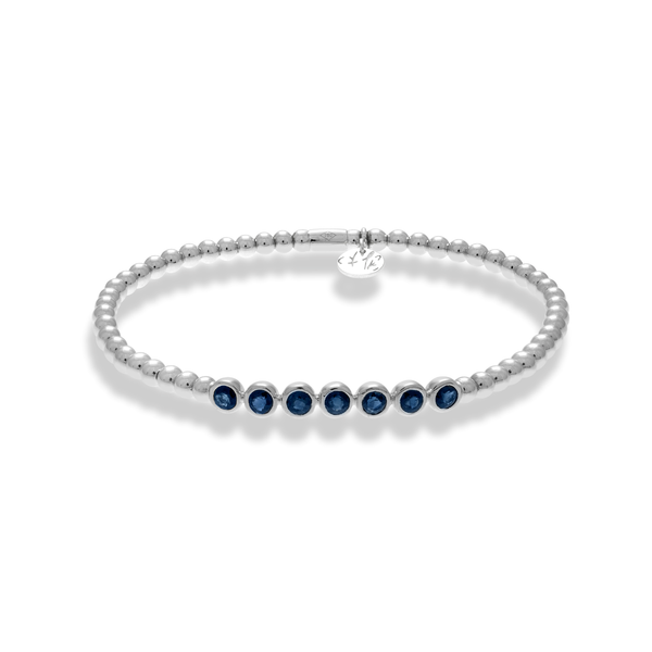 Bezel Set Sapphire Bead Stretch Bracelet | 1.15tw