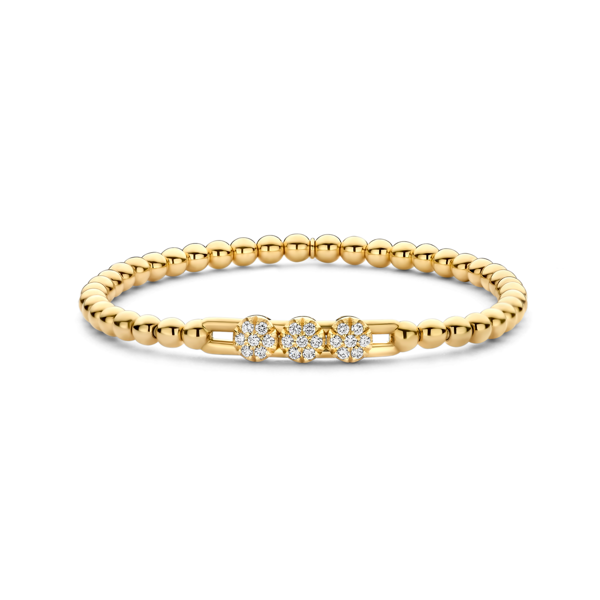 Three Diamond Flower Bar Stretch Bracelet | .10tw
