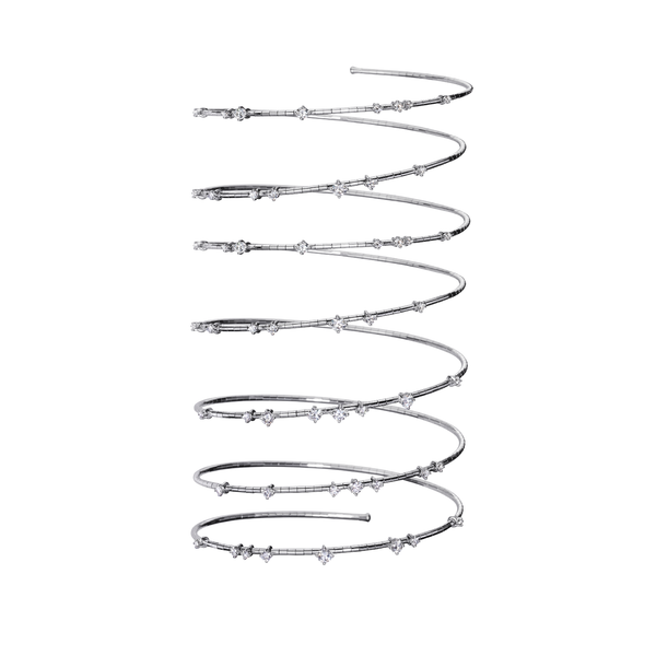 White Gold & Titanium Diamond Coil Bracelet | 4.05tw