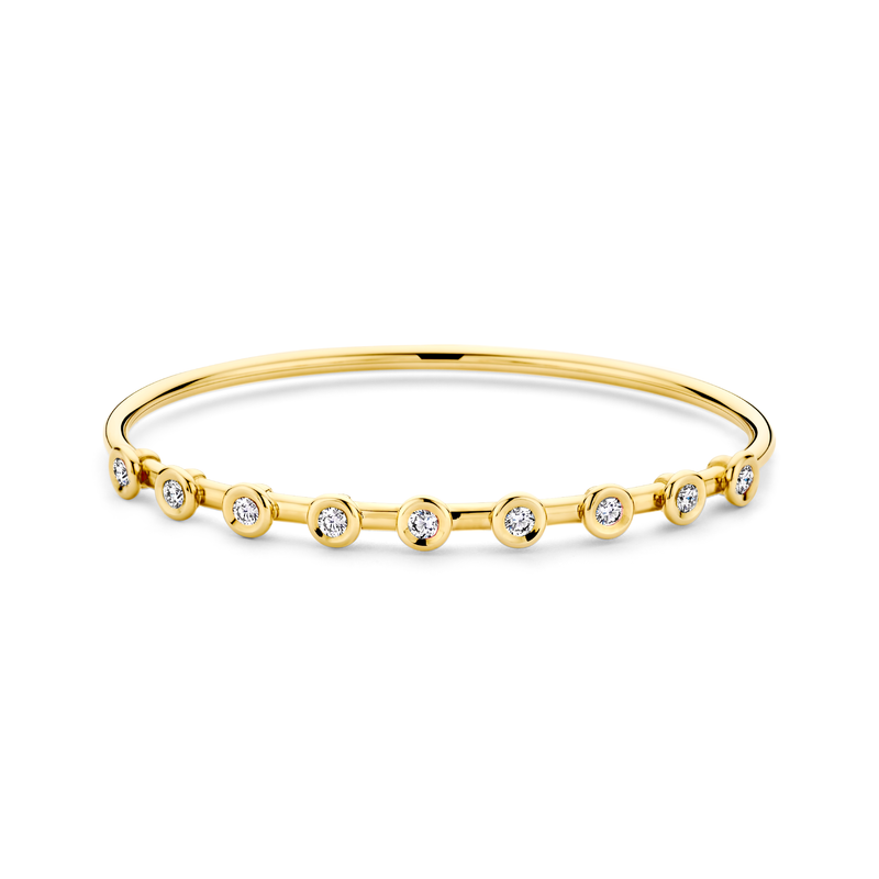 9 Bezel Set Diamond Bangle | .72tw