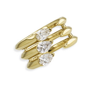 Three Row Pear Shape Diamond Cuff Ring