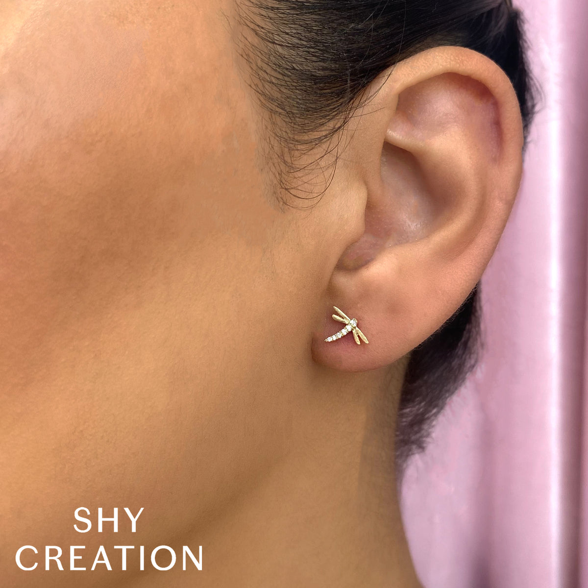 Diamond Dragonfly Stud Earrings