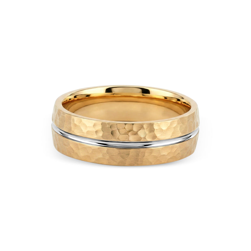 Hammered Design Band with Black Rhodium Center Line