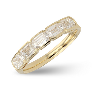 East West Bezel Set Emerald Cut Diamond Eternity Band | 3.91tw