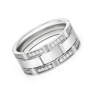 Diamond Edges Satin Center Link Design Band