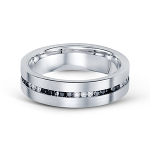 Satin Finish Black & White Diamond Band