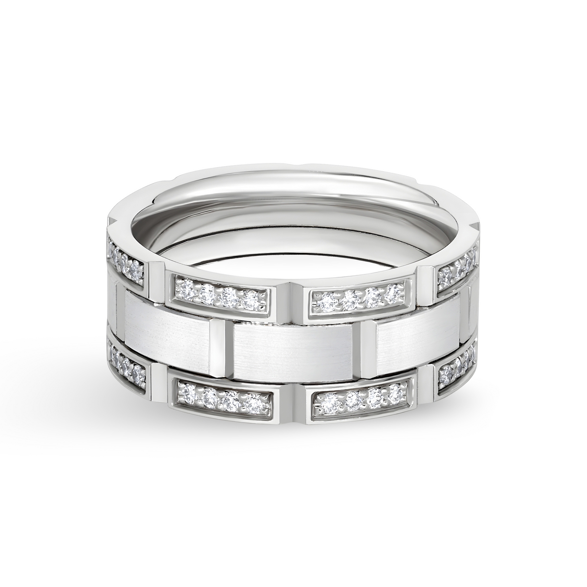 Diamond Edges Satin Center Link Design Band