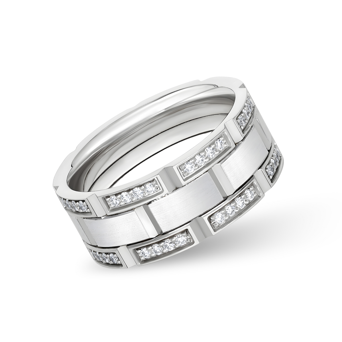 Diamond Edges Satin Center Link Design Band
