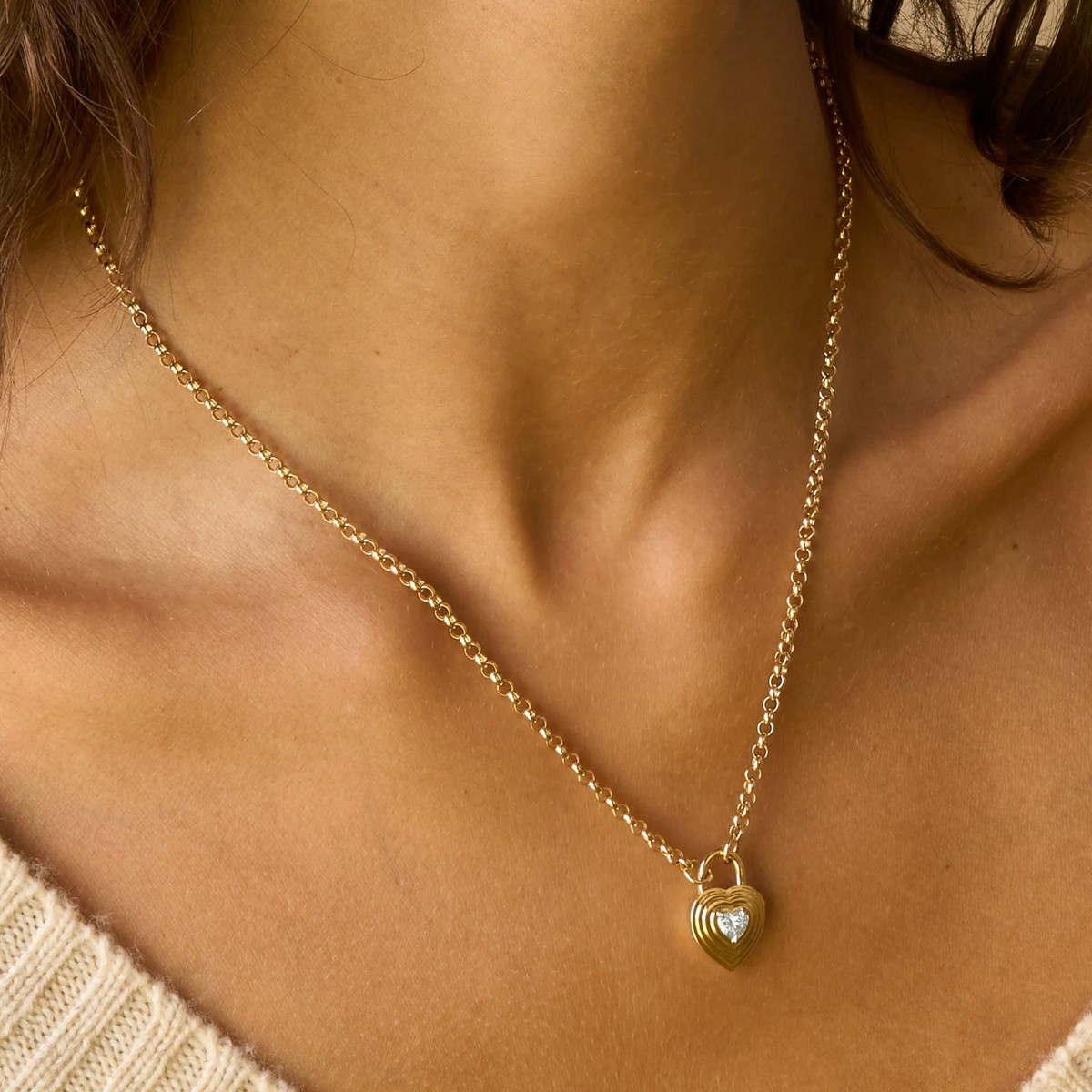 Heart Shape Diamond Lock Pendant | .32ct