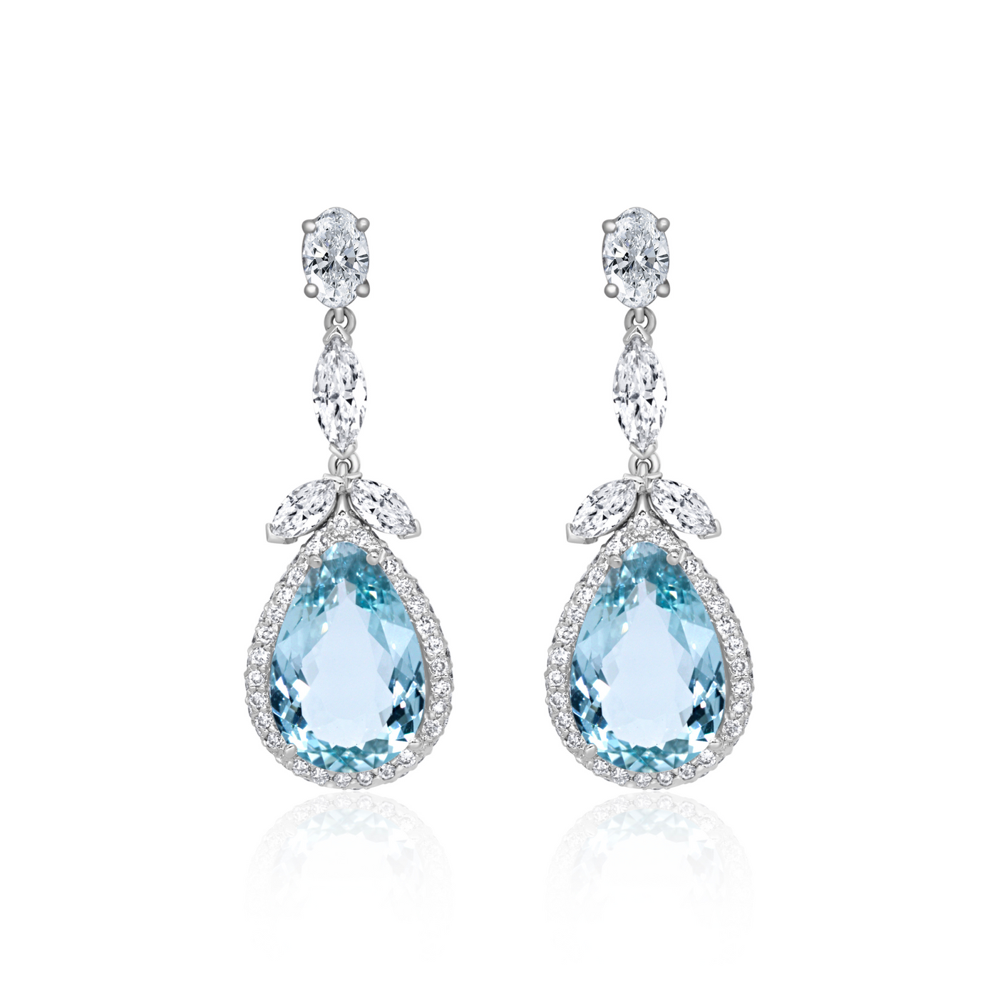 Aquamarine & Diamond Drop Earrings