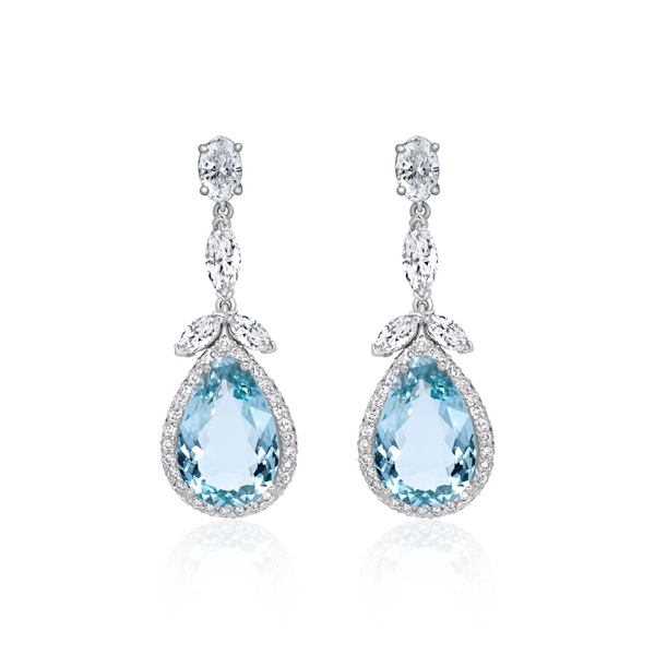 Aquamarine & Diamond Drop Earrings