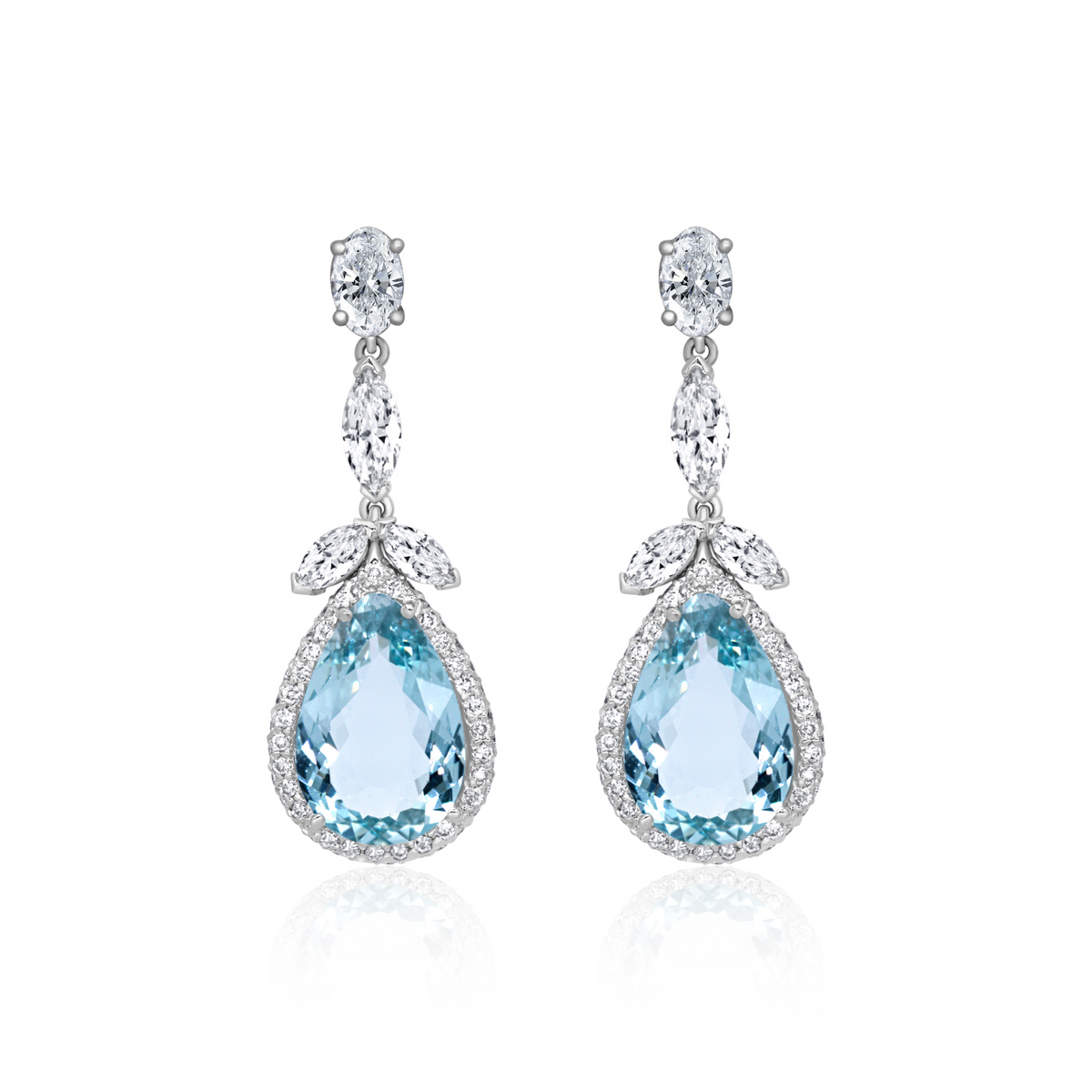 Aquamarine & Diamond Drop Earrings