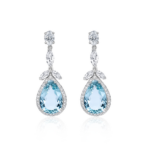 Aquamarine & Diamond Drop Earrings