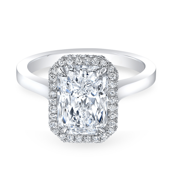 Radiant Cut Diamond Ring with Pavé Halo | 3.30tw