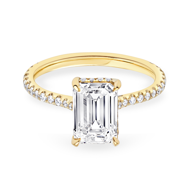 Emerald Cut Diamond Ring with Hidden Halo | 2.61tw