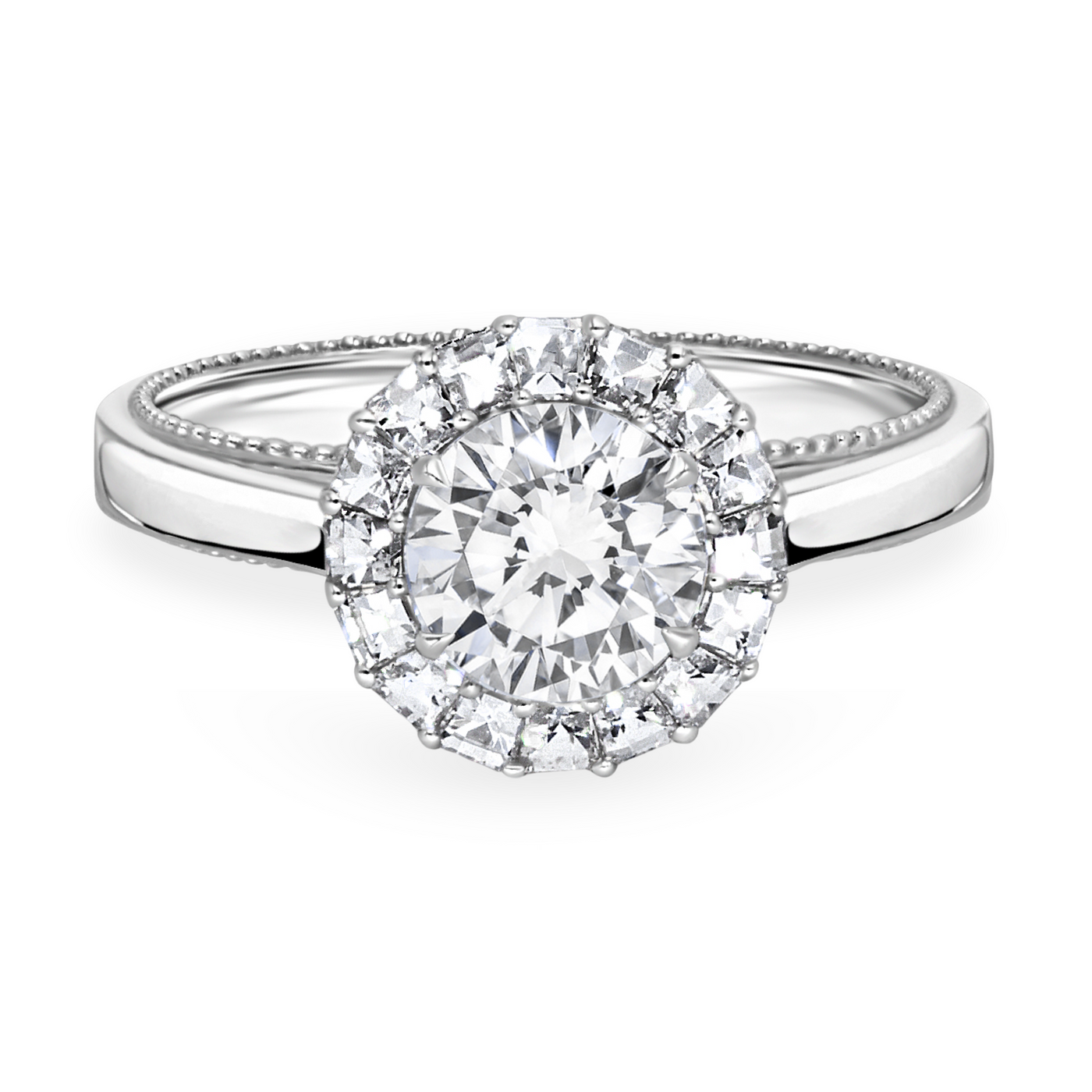 Round Diamond Ring with Blaze Cut Halo | 1.55tw
