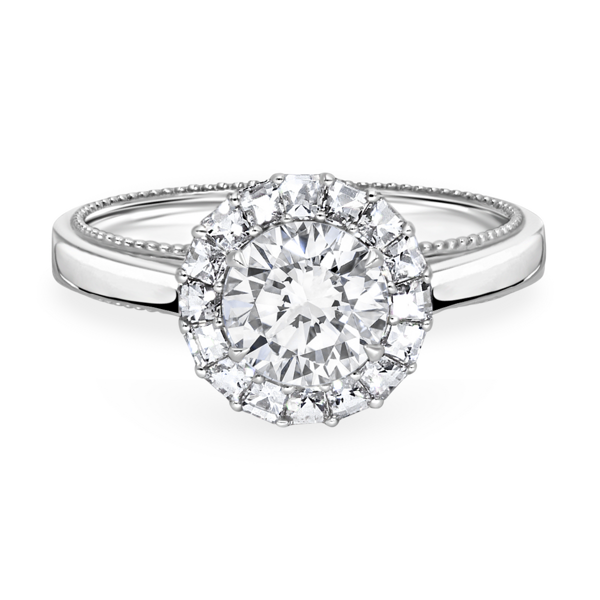 Round Diamond Ring with Blaze Cut Halo | 1.55tw