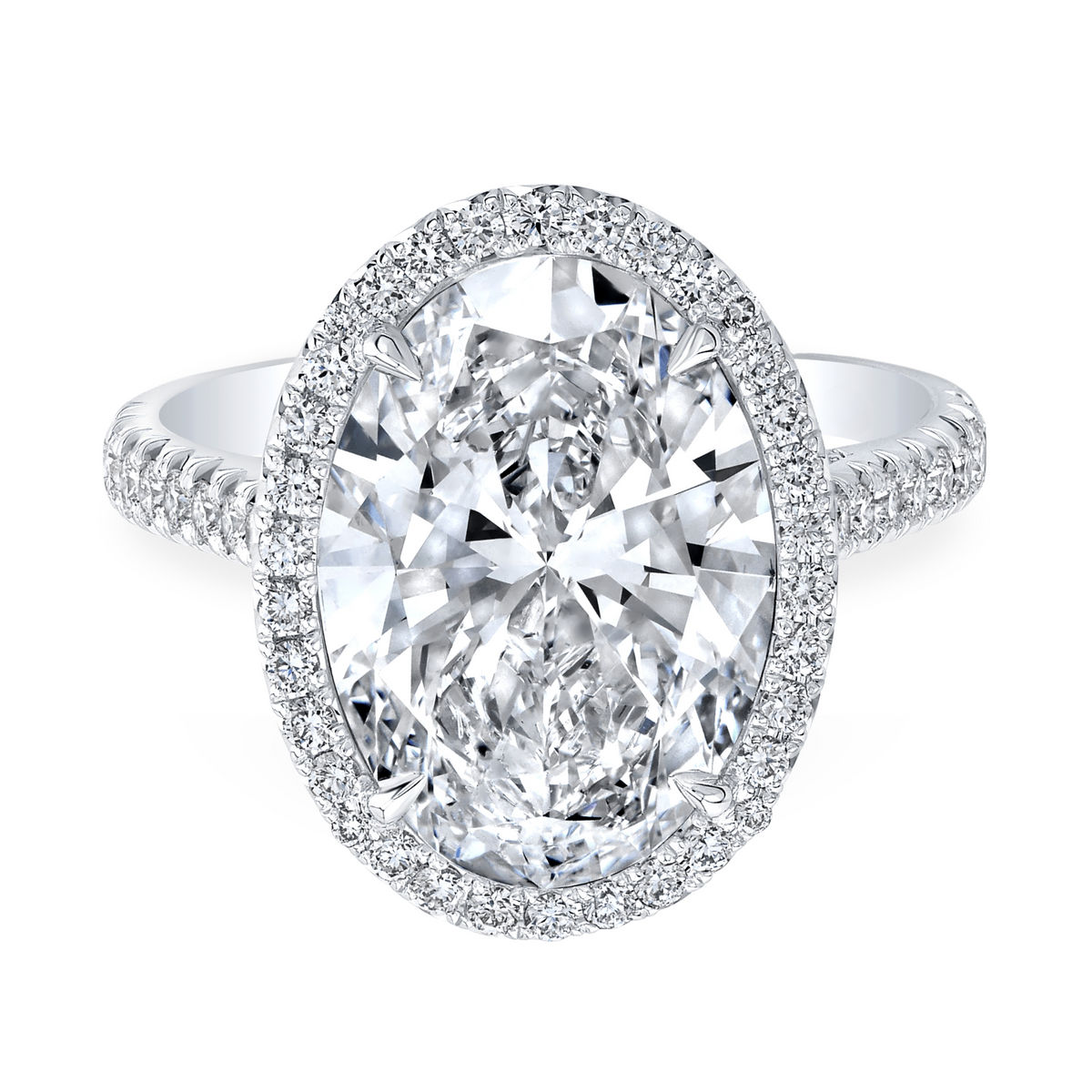 Oval Diamond Ring with Pavé Halo | 5.56tw