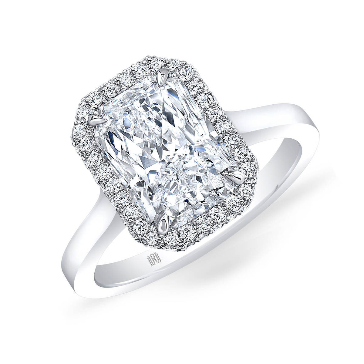 Radiant Cut Diamond Ring with Pavé Halo | 3.30tw