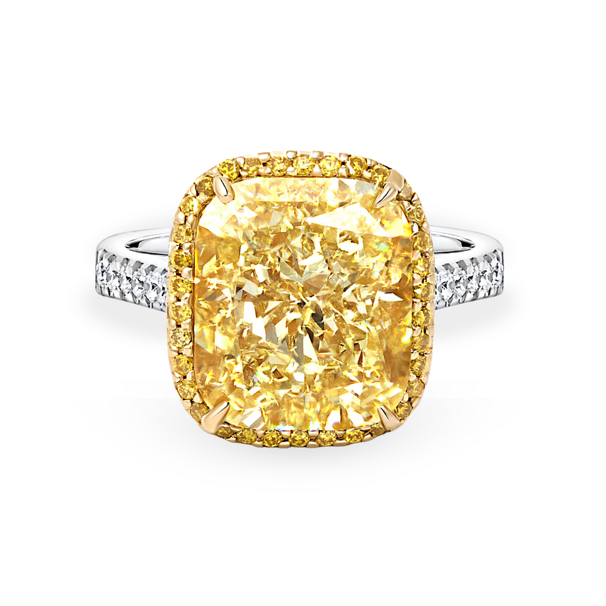Fancy Yellow Cushion Cut Diamond Ring | 10.03tw