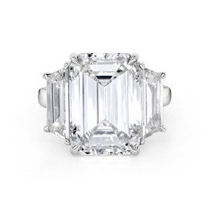Emerald Cut with Trapezoid Side Stones Diamond Ring | 13.21tw
