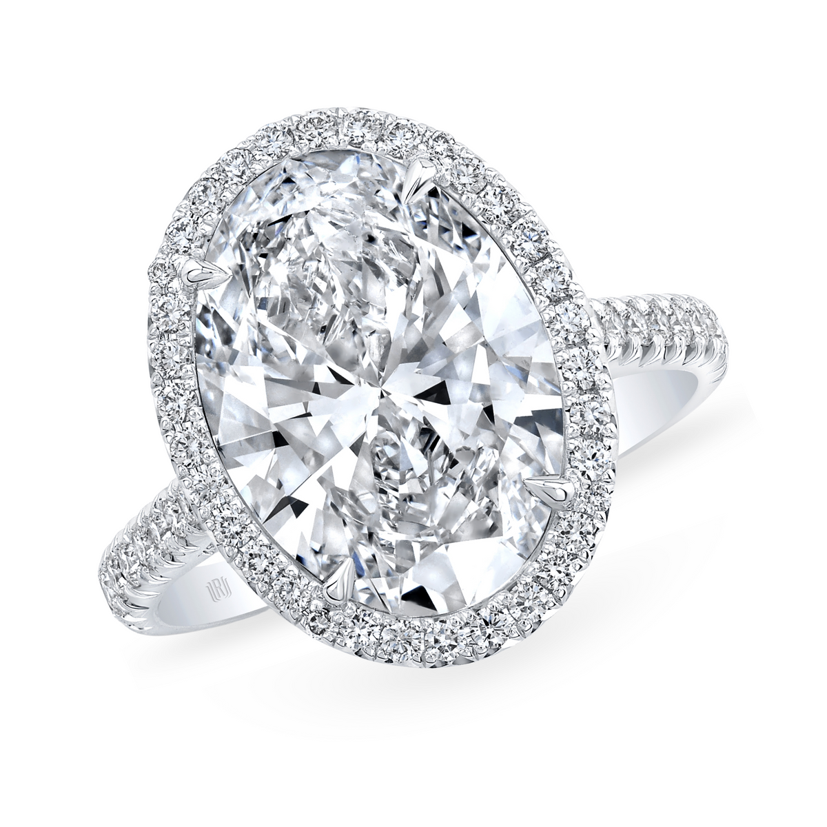Oval Diamond Ring with Pavé Halo | 5.56tw