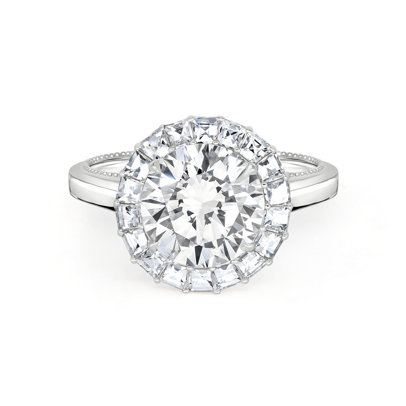 Round Cut Diamond with Blaze Cut Halo Ring | 4.19tw