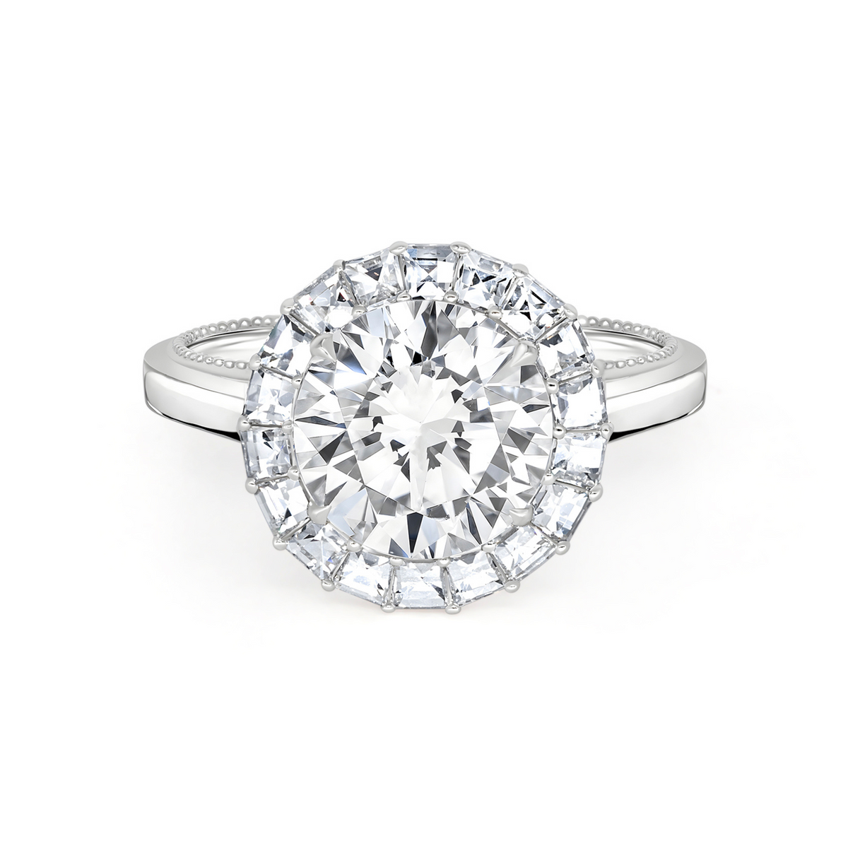 Round Cut Diamond with Blaze Cut Halo Ring | 4.19tw