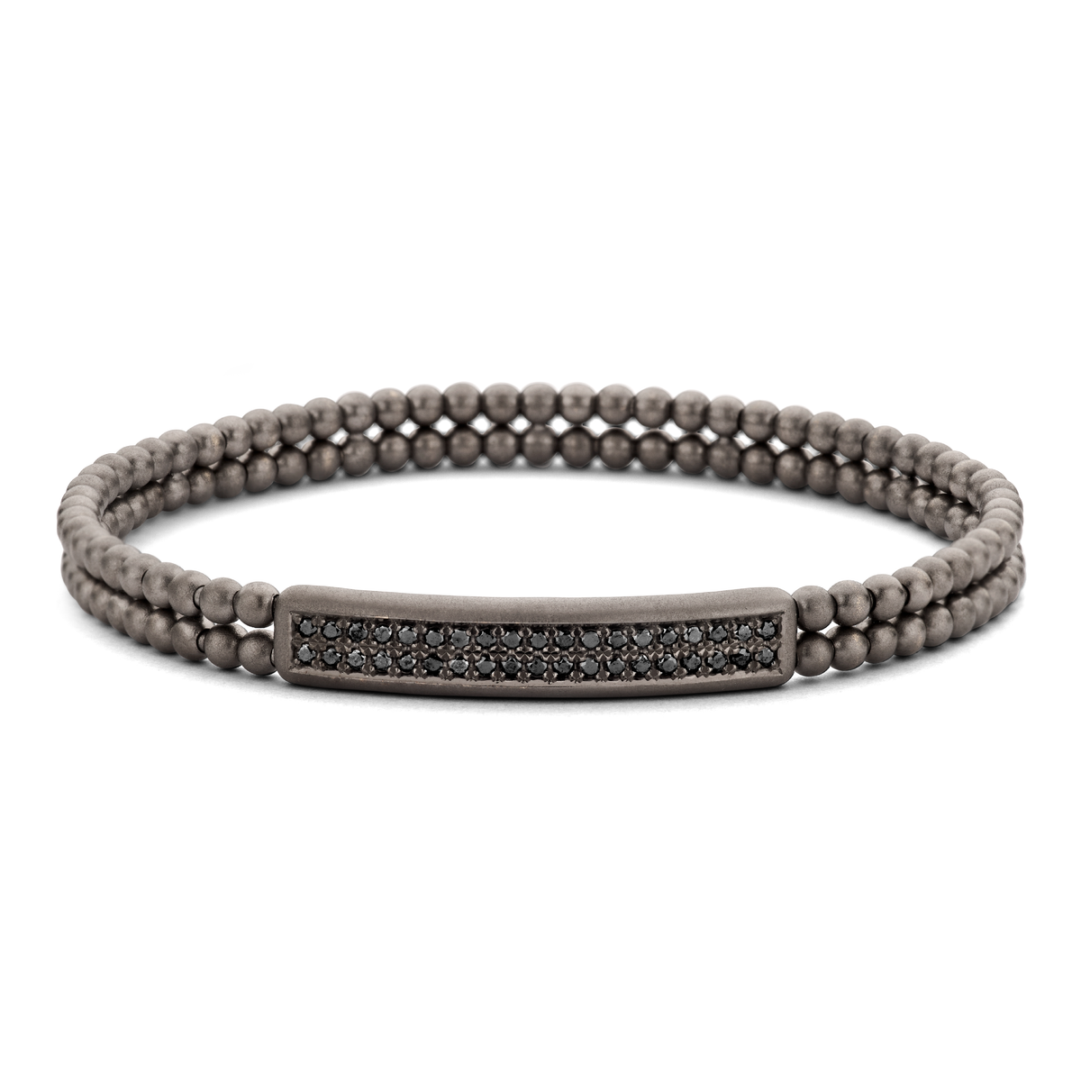 Black Diamond Pavé ID Double Bead Stretch Bracelet | .63tw