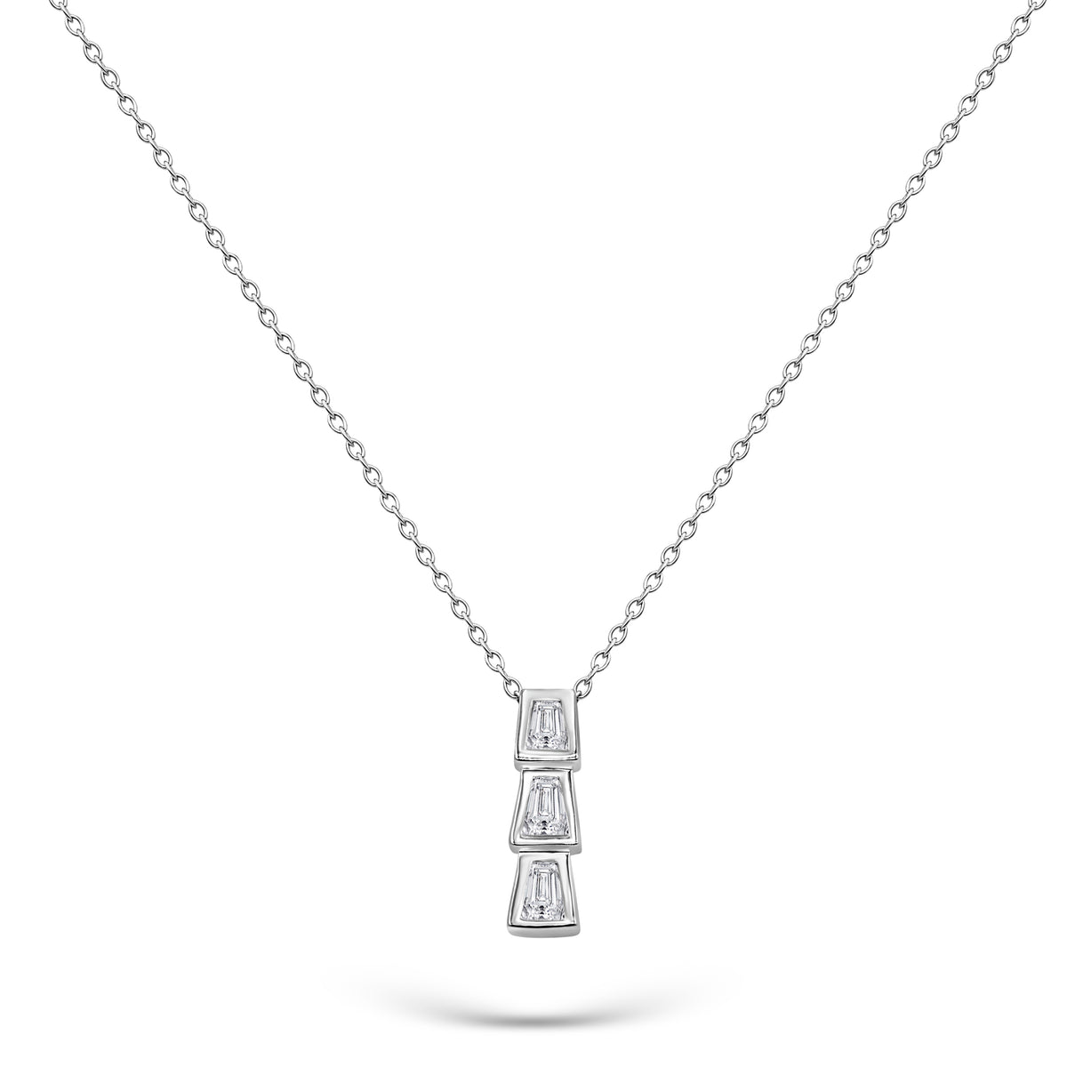 3 Baguette Diamond Drop Pendant