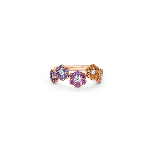 Mix Color Sapphire & Diamond Flower Ring