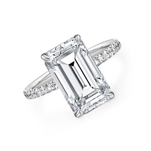 Emerald Cut Diamond Pave Shank Ring | 5.02ct