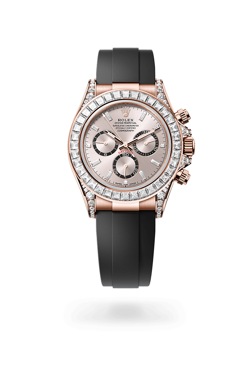 Rolex Cosmograph Daytona in Everose Gold andSundust, bright black counter rings set with diamonds Dial, M126535TBR-0002 | Polacheck's Jewelers