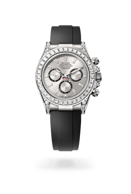 Rolex Cosmograph Daytona in White Gold and Steel, bright black counter rings set with Diamonds Dials, M126539TBR-0002 | Polacheck's Jewelers