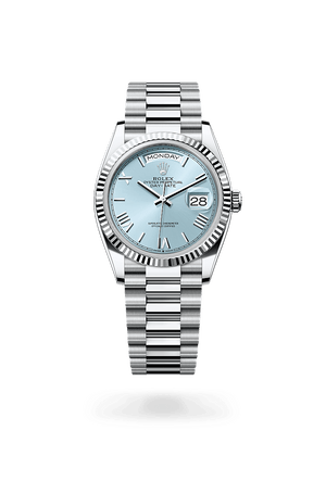 Rolex Day-Date 36 in Platinum and Ice Blue, M128236-0018 | Polacheck's Jewelers