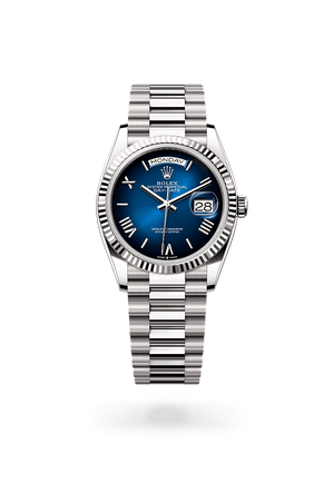 Rolex Day-Date 36 in White gold and Blue ombrÌ© Dial, M128239-0063 | Polacheck's Jewelers