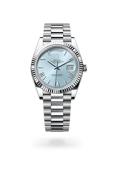 Rolex Day-Date 40 in Platinum and Ice Blue Dial, M228236-0012 | Polacheck's Jewelers