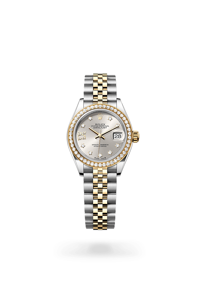 Rolex Lady-Datejust 28 in Yellow Rolesor and Silver set with diamonds Dial, M279383RBR-0003 | Polacheck's Jewelers